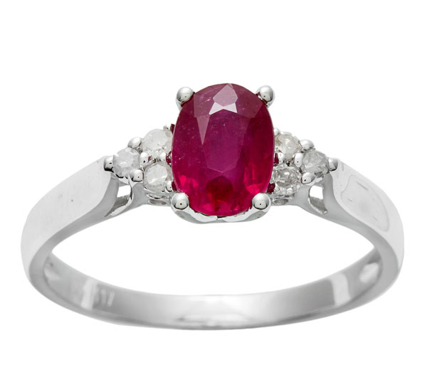 White Gold Genuine Ruby and Diamond Ring (1/8 TDW) | eBay